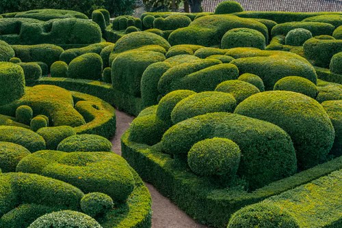 Véza, Dordogne, France, July 31, 2019: Beautiful, Landscaped, Gardens